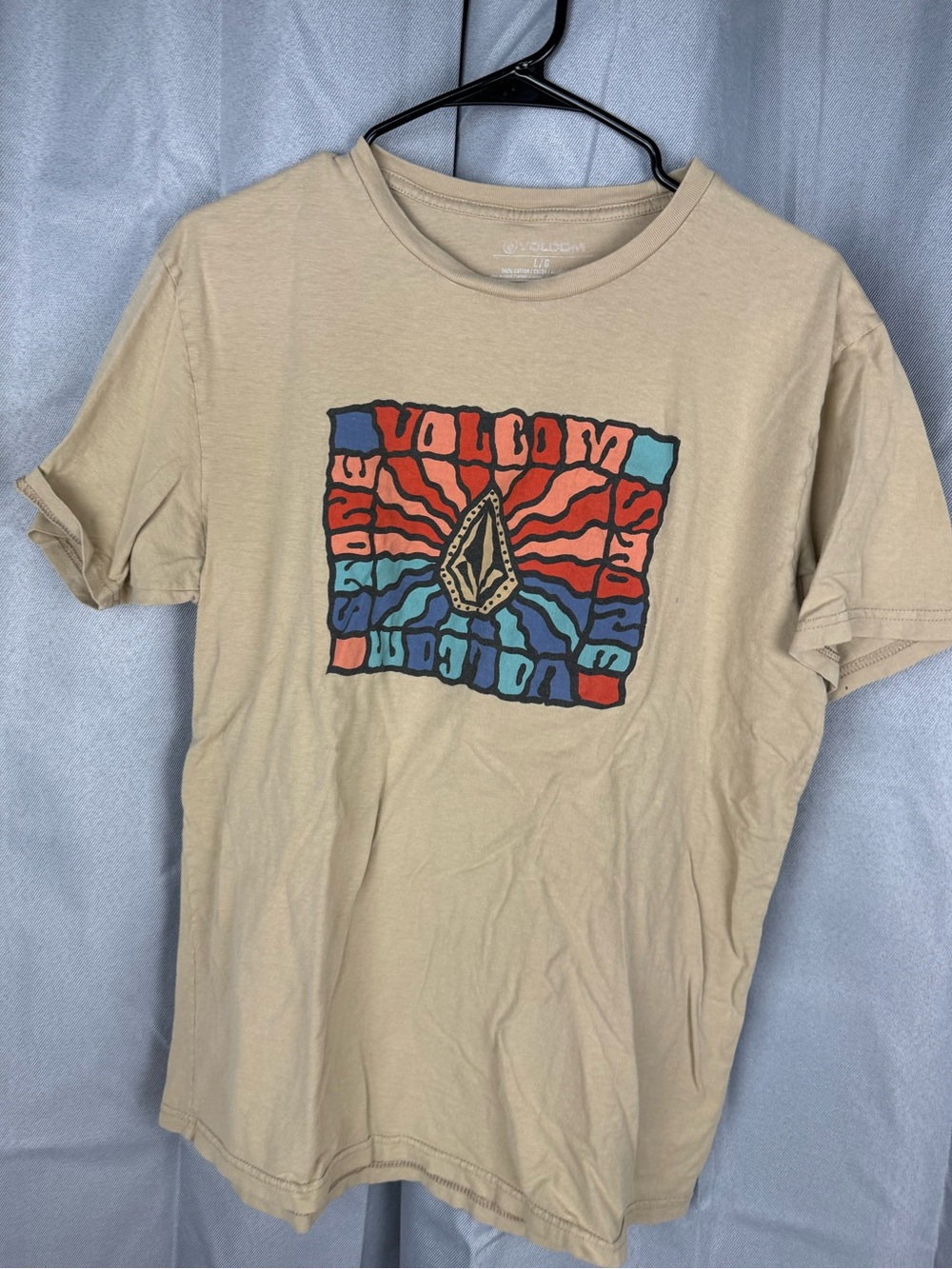 Volcom Tan Retro Graphic T-Shirt Size Large